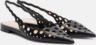 Gianvito Rossi Cutout leather slingback flats