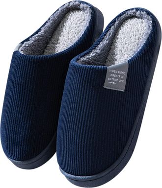 Generic Fuzzy Slippers Men Slippers Size 8 Uk Warm Closed-Toe Slipper Comfortable Home Slipper Lightweight Indoor Flat Shoes Non-Slip Casual Bedroom Shoes Sof