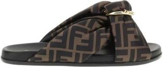 Fendi Sliders, female, Multicolor, Size: 6 1/2 US Knotted Satin Slide Sandals