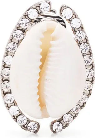 Dsquared2 crystal-embellished shell earring - men - Shell/Brass/Crystal - One Size - Silver