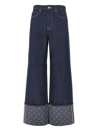 Tory Burch Jeans con polsini stampati - Blu