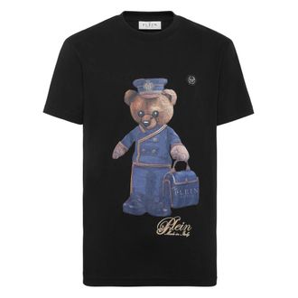 Philipp Plein Tops, Heren, Zwart, 2Xl, Katoen, Round Neck T-Shirt Teddy