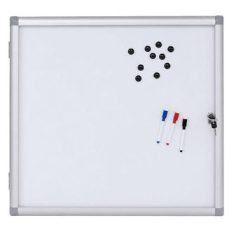 Hhg [nunca Usado] Vitrina Hhg-950, Pizarra Magn&eacute;tica, Pizarra Blanca, Tablero De Anuncios, Aluminio, Con Cerradura, Accesorios Incluidos, 65 X 68 X 7 Cm