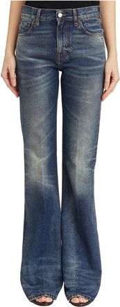 Haikure Vintage Blue Flora Jeans - Dames - Flared Jeans - Blauw - W24 - Jeans