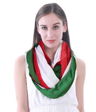 Lina & Lily Flag Print Womens Infinity Scarf Snood Lightweight (Italian Flag, Green White Red)