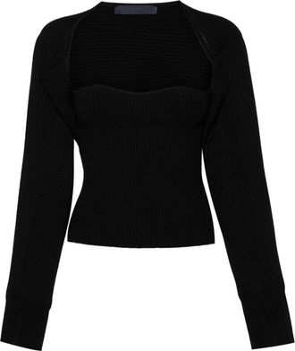 Juun.J Golji tube top bolero - women - Acrylic/Wool - 36 - Black