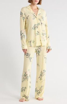 Nordstrom Rack Tranquility Long Sleeve Shirt & Pants Pajamas in Yellow- White Sprawling Floral at Nordstrom Rack, Size X-Small