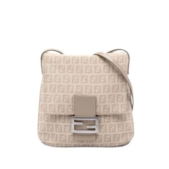 Fendi Pre-owned Canvas Crossbody Bag - Dames - Pre-owned - Beige - Maat: ONE Size Leer