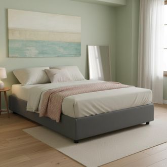 Dmora Dmora - Cama Matrimonial Dagazz, Cama Contenedor Con Revestimiento De Tela, 100% Made In Italy, Apertura Frontal, Adecuado Para Colch&oacute;n Cm 140x190, Gr