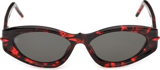 Christian Louboutin 55mm Cat Eye Sunglasses in Red Havana /Gold /Zeiss at Nordstrom