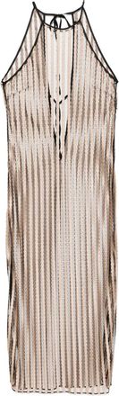 Kiki De Montparnasse Abito Raye con scollo allamericana - Marrone