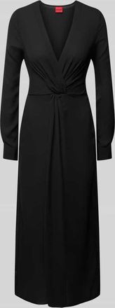 HUGO BOSS Midikleid mit Knotendetail Modell Koventi in Black, Größe 34