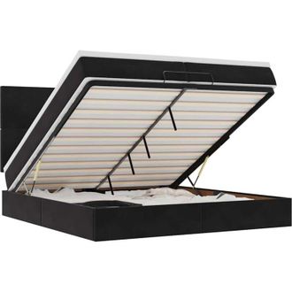 vidaXL Estructura De Cama Otomana Colchones Terciopelo Negro 200x200cm Vidaxl