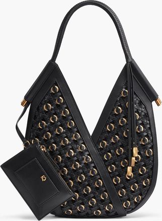 DKNY Baldwin Woven Grommet Mini Shoulder in Black/gold at Nordstrom, Size Medium