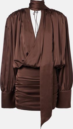 Rotate Ruched crepe de chine minidress