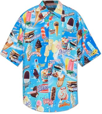 Balenciaga Short Sleeve Shirts, male, Blue, Size: XL Pyjama Shirt