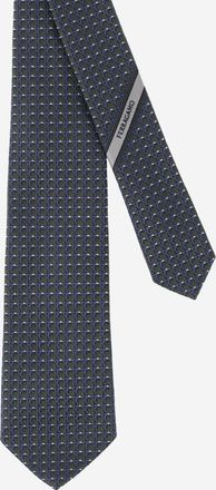 Ferragamo Navy Blue/Green Geometrical Pattern Tie