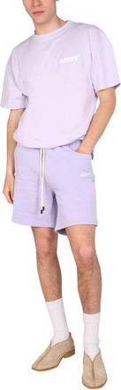 Mouty Logo Print Cotton T-Shirt - Purple