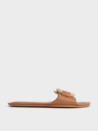 Charles & Keith Raffia Ring Slide Sandals