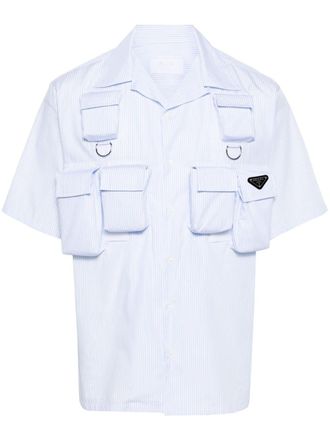 Prada cotton cargo shirt - men - Cotton/Leather - S - White