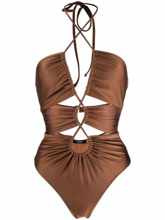 Noire Swimwear Costume intero con dettagli cut-out - Marrone