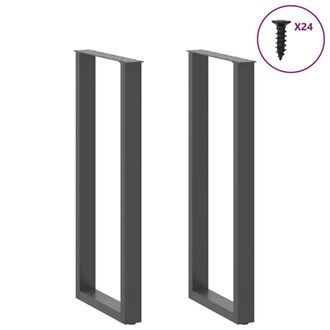 Berkfield Home Modern Coffee Table Legs U-Shaped 2 pcs Anthracite 50x(110-111) c in Dark Grey