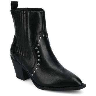Journee Collection Womens Braylee Studded Western Ankle Booties