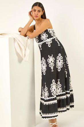 Roman Paisley Ric Rac Maxi Dress