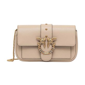 Pinko Love One Pocket Crossbody Bag - Dames - Schoudertassen - Beige - ONE Size - Leer - Tassen