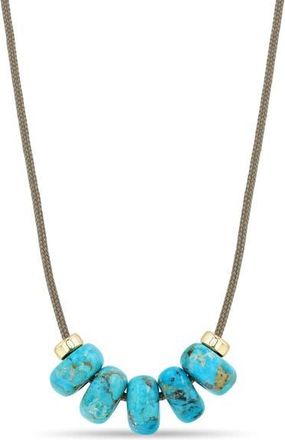 Zo&euml; Chicco Turquoise Paracord Necklace in 14K Yellow Gold /Turquoise at Nordstrom, Size 26