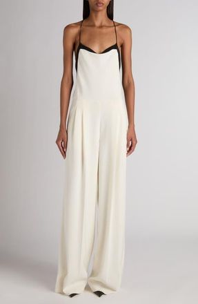Tom Ford Double Georgette Stretch Camisole Jumpsuit in Chalk/Black at Nordstrom, Size 4 Us