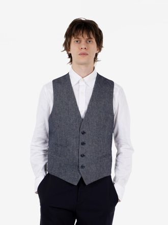 Alessandro Gilles Gilet classico slim fit denim blu