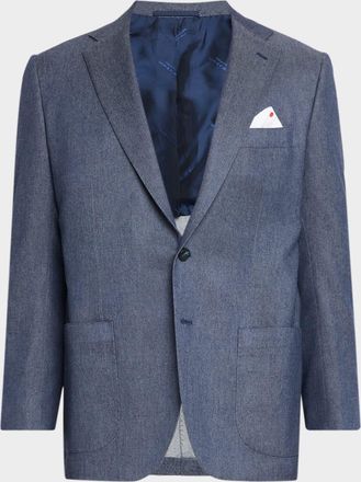 Kiton Men & apos;s Cashmere Denim Single-Breasted Jacket
