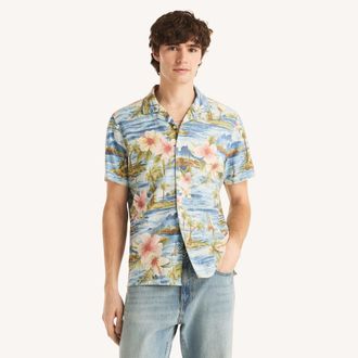 Nautica Mens Printed Short-Sleeve Camp Shirt