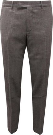 PT01 Wollen broek met micro patroon - Heren - Chinos - Grijs - XL - Wol - Broeken