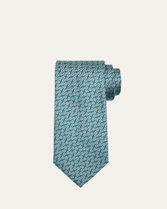 Charvet Mens Swirl Polka Dot Silk Tie