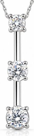 Pompeii3 1 1/2Ct Three Stone Diamond Pendant Past Present Future Necklace 14k White Gold