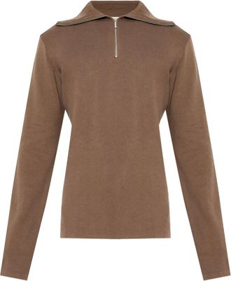 Entire studios zip-up collared sweater - Brown