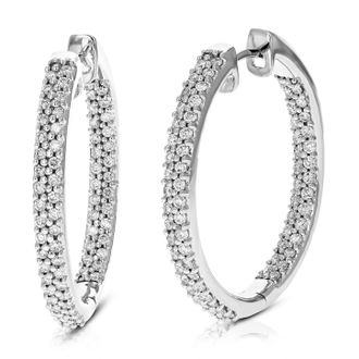 Vir Jewels 1.75 cttw Round Lab Grown Diamond Hoop Earring.925 Sterling Silver Prong Set