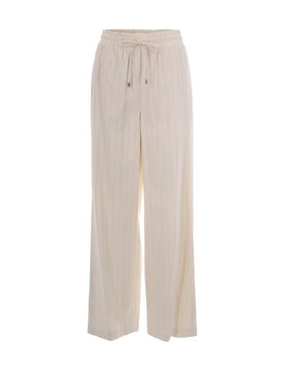 Liu Jo Cream Stripe Pinstriped Trousers