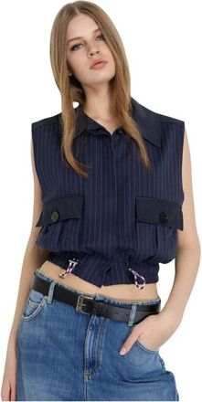 Ga&euml;lle Paris Chaleco Tasconi - Dames - Bodywarmers - Blauw - M - Leer - Jassen