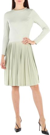 Burberry Open-back Stretch Silk And Crepe Pleated Chain Detail Dress, Brand Size 8 (US Size 6)