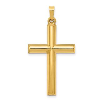 Diamond2Deal 14k Yellow Gold Hollow Cross Pendant