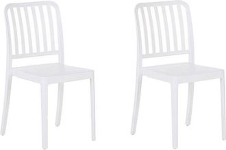 Beliani Beliani - Set of 2 Garden Dining Chairs Armless Stacking Weatherproof Plastic White Sersale