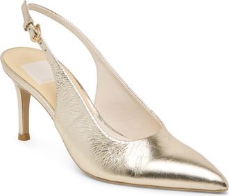 Dolce Vita Elasi Pointed Toe Slingback Pump in Light Gold Crinkle Patent at Nordstrom, Size 8