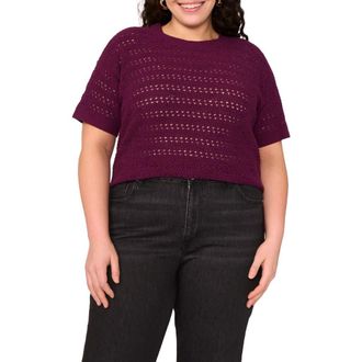 Vince Camuto Open Stitch Short Sleeve Crewneck Sweater in Pickled Beet at Nordstrom Rack, Size 3 X