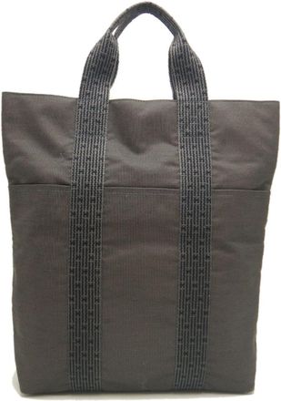 Herm&egrave;s Gray Nylon Tote Bag (Pre-Owned)