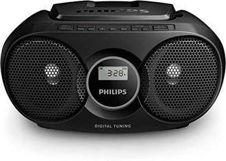 Philips Audio Az215b/12 Reproductor De Cd Port&aacute;til/radio Fm, Refuerzo Din&aacute;mico De Graves, Entrada De Audio/radio Cd, Color Negro - Philips