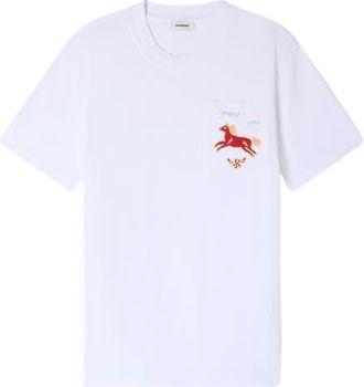 Sandro Embroidered horse cotton T-shirt in White at Nordstrom, Size X-Small