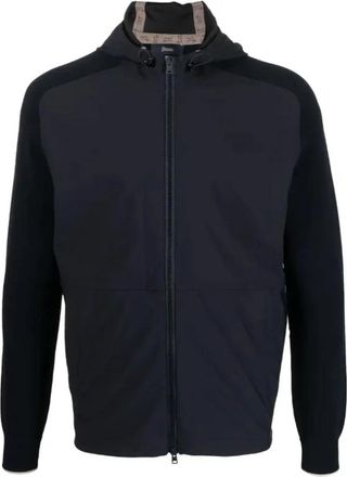 Herno Gebreide Capuchonjas - Heren - Zomerjassen - Blauw - 2XL - Katoen - Jassen